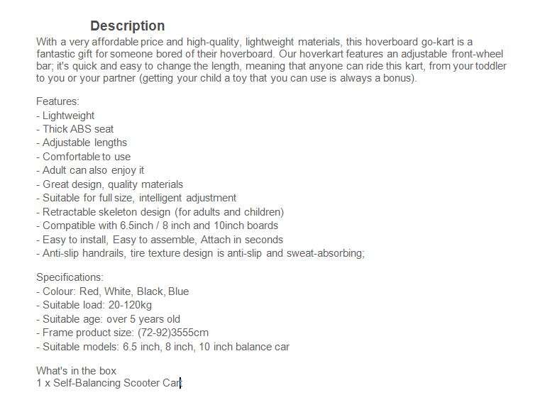 6.5 Inch Smart Auto Balance Hoverboard With Bluetooth Speaker PLUS Hoverboard Gokart