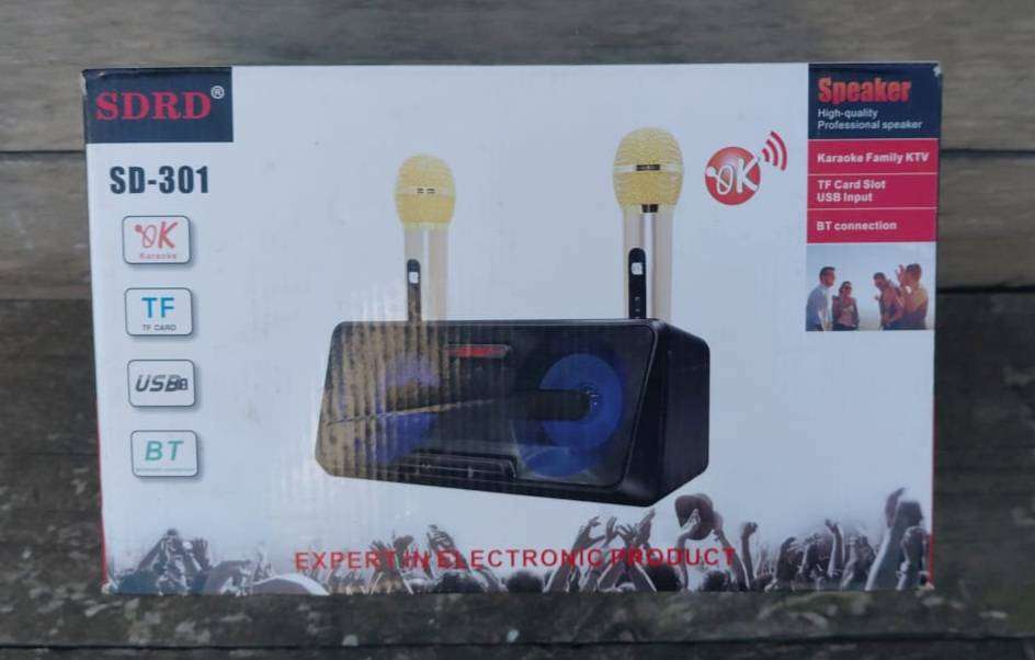 SDRD SD-301 2 in 1 Family KTV Portable Wireless Live Dual Microphone + Bluetooth Speaker