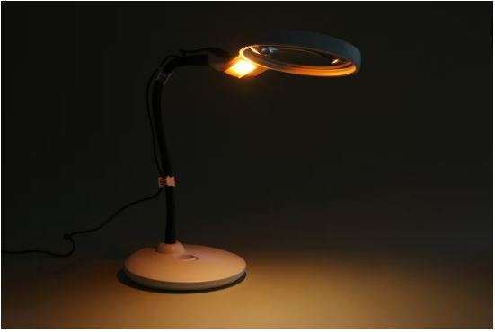 LED Double Lens Desktop Magnifier with Cold Warm Lamp