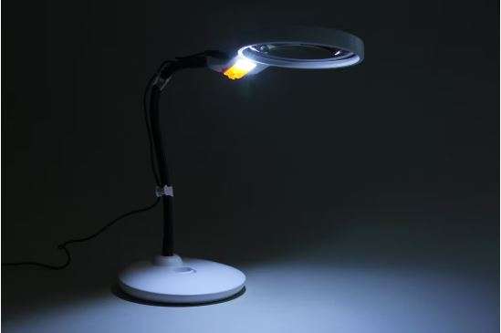 LED Double Lens Desktop Magnifier with Cold Warm Lamp
