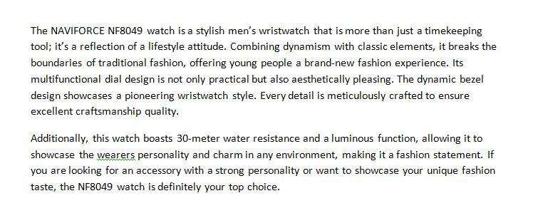 Naviforce Men's Luxuary Chronograph Business Watch