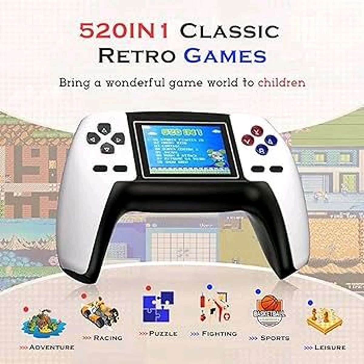 ControllerView Retro Console with built-in Screen and 520 Games
