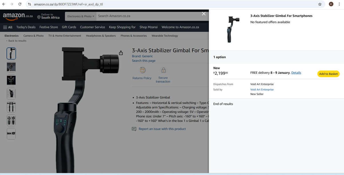 3 axis mobile phone gimbal stabilizer