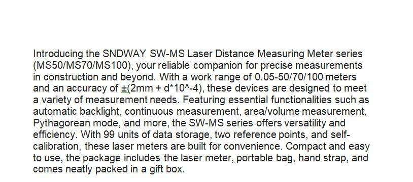 SNDWAY 100M High Precision Laser Measuring Tool