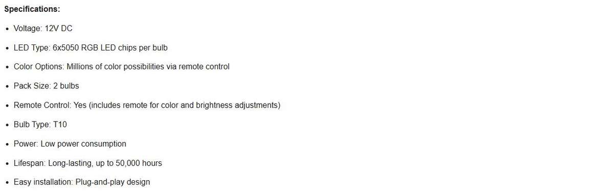 Multi Color RGB LED System Car Lights with Remote Controller