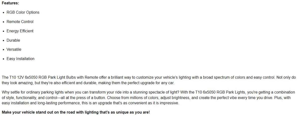 Multi Color RGB LED System Car Lights with Remote Controller