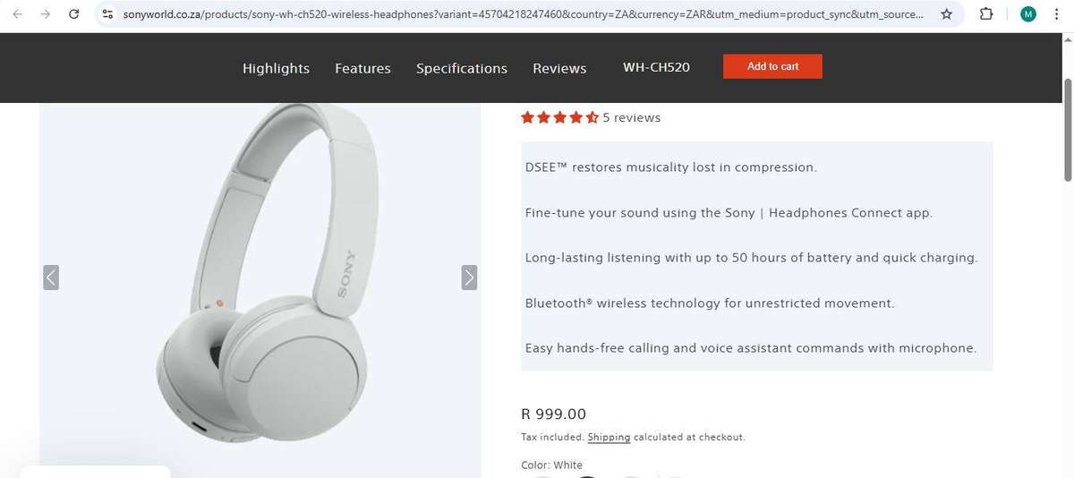Sony WH-CH520 Wireless Headphones