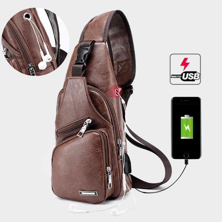 Shoulder Bag for Men with USB Charging Port and Headphone Hole - START AT R1