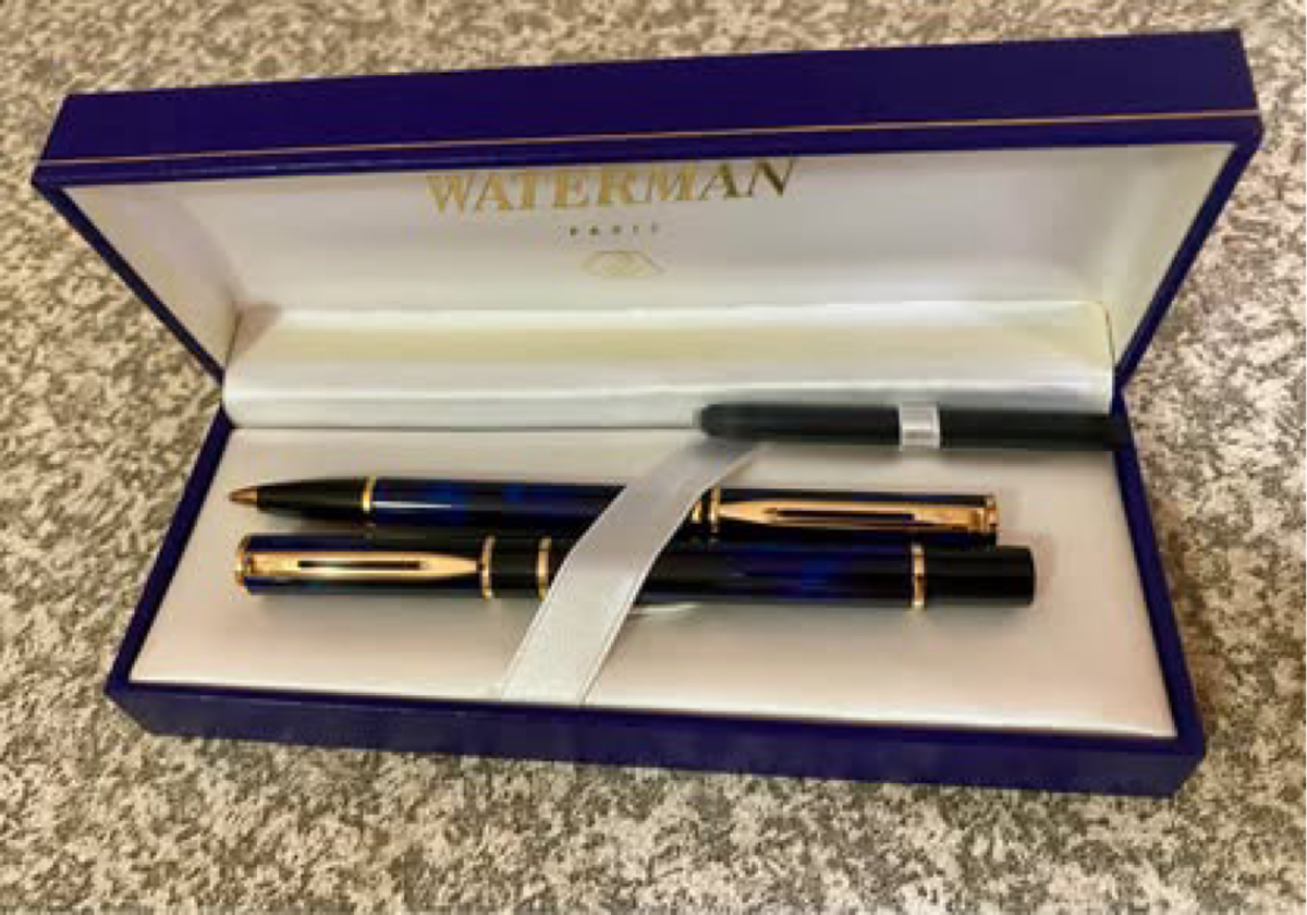 Waterman gold tipped fountain pen and pencil set