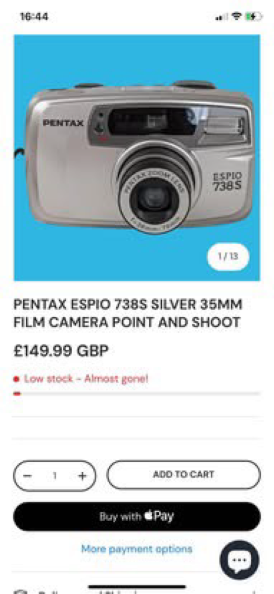 Film camera - Pentax Espio 738S 35mm point and shoot