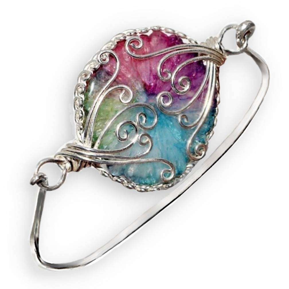 Handmade Rainbow Solar Quartz Gemstone set in .925 Sterling Silver Plated Ring size 7 or O