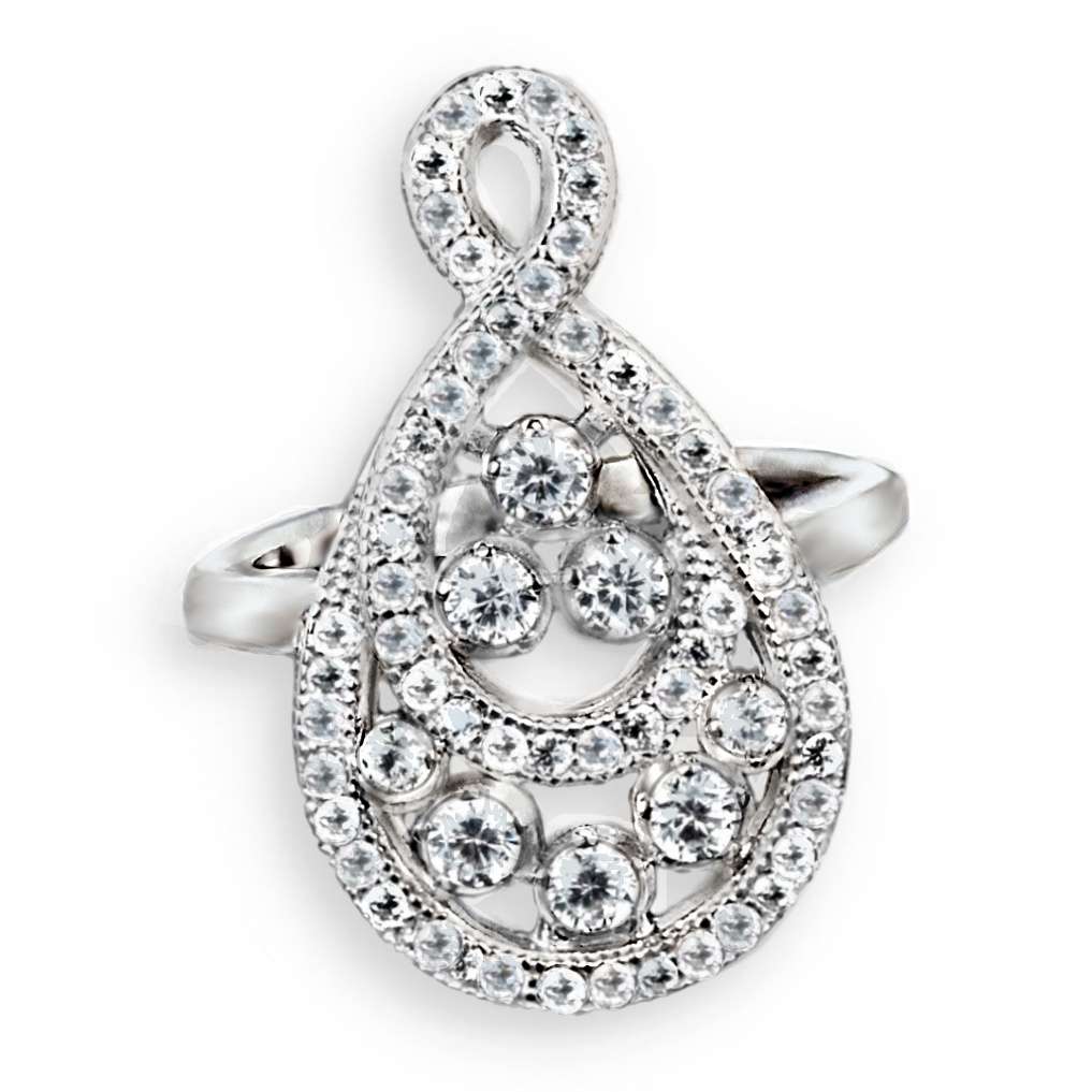 Artistic Eternity Symbol AAA Wedding Engagement White Cubic Zirconia Solid.925 Silver Ring Size 7