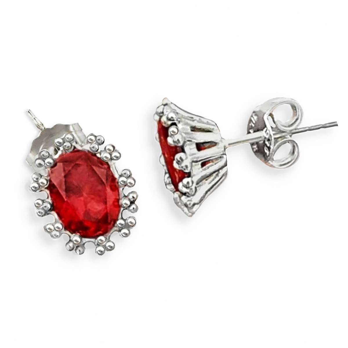 4.55 cts Natural Round Garnet Gemstones set it Solid .925 Sterling Silver Stud Dainty Earrings