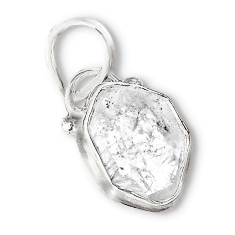 Natural Herkimer Diamond set in Solid .925 Sterling Silver Dainty Pendant