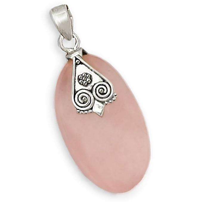 Beautiful Size Natural Rose Quartz Gemstone set in Solid. 925 Sterling Silver Pendant
