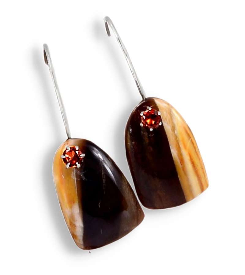 Natural Garnet & Navajo Country Araucania set in Solid .925 Sterling Silver Dainty Earrings