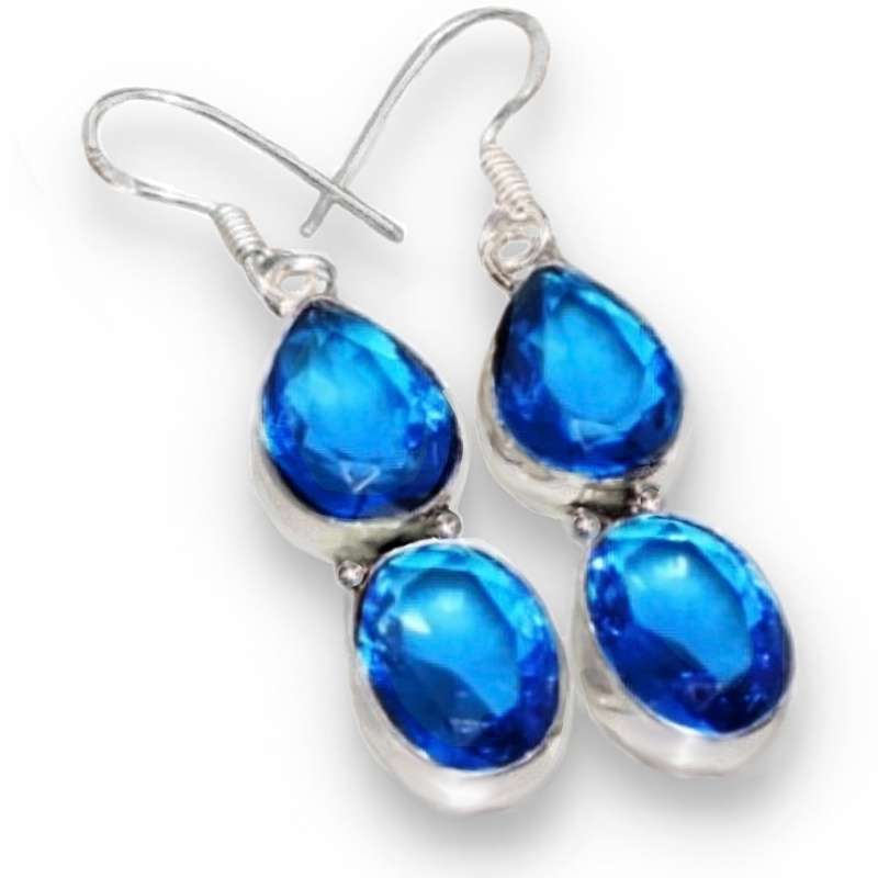 Captivating Blue Quartz Gemstone 925 Sterling Silver Earrings
