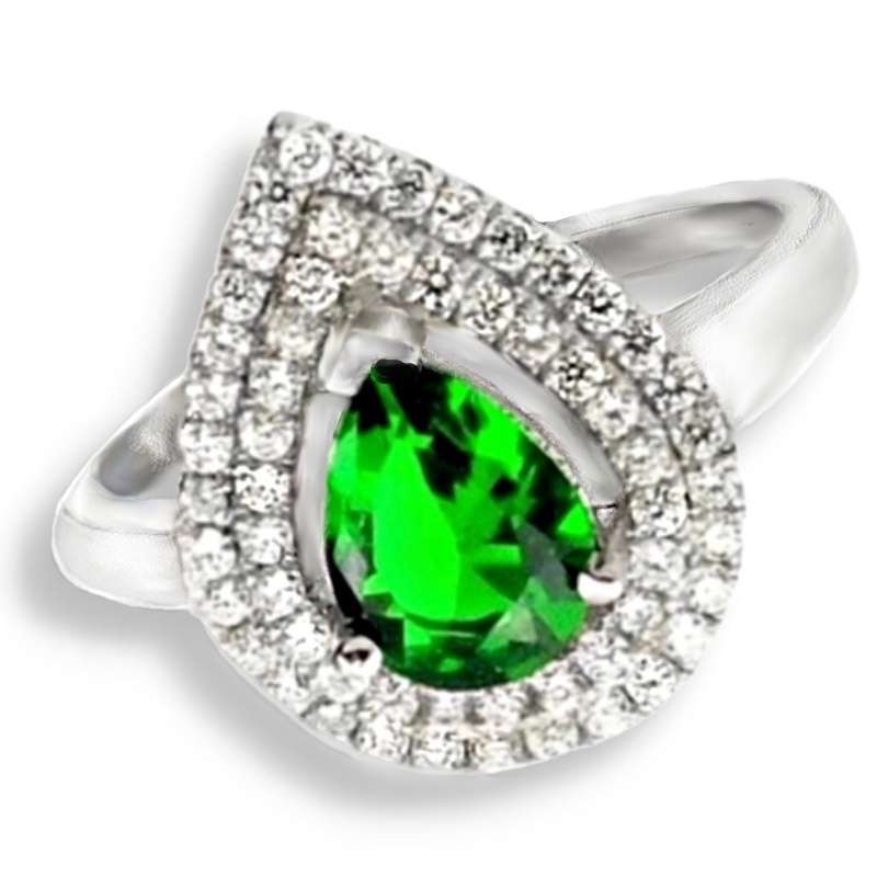 5.15 cts Beautiful Russian Nano Emerald , White Topaz in Solid .925 Sterling Silver Size 7 or O