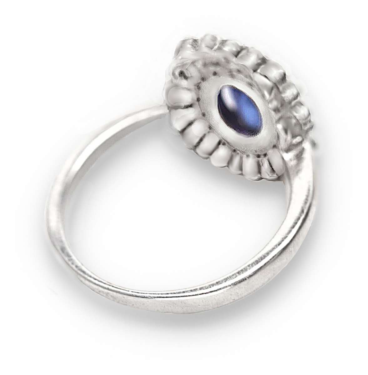 Natural Unheated Tanzanite and AAA White Cubic Zirconia Ring in Solid .925 Silver Size US 7 / O