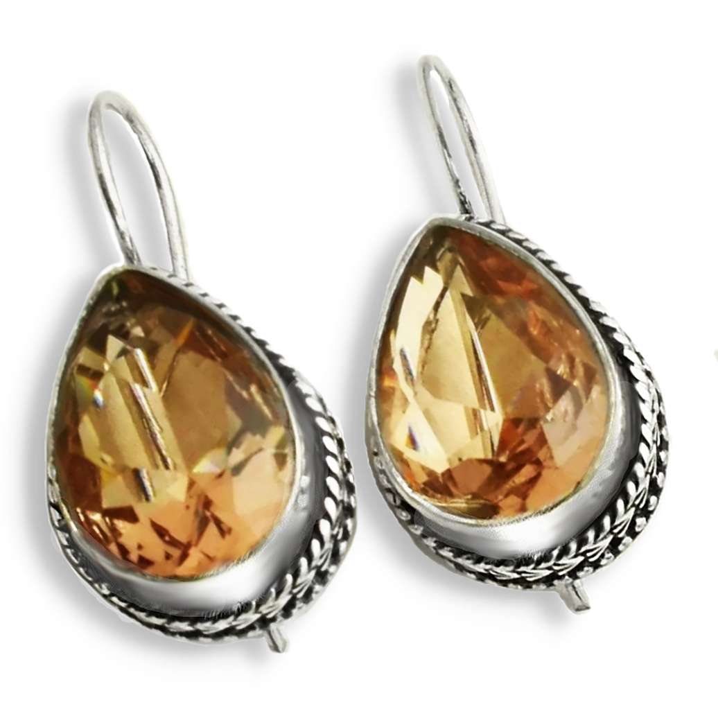 Handmade Morganite Gemstone Pears .925 Sterling Silver Earrings