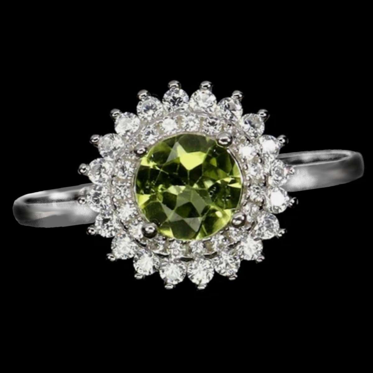 Deluxe Natural Unheated Peridot and White Cubic Zirconia set in Solid .925 Sterling Silver Necklace