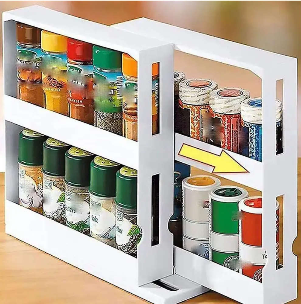 Save 80% Space Saving Pull out Swivel Spice Rack for Kitchen, seasoning or other storage