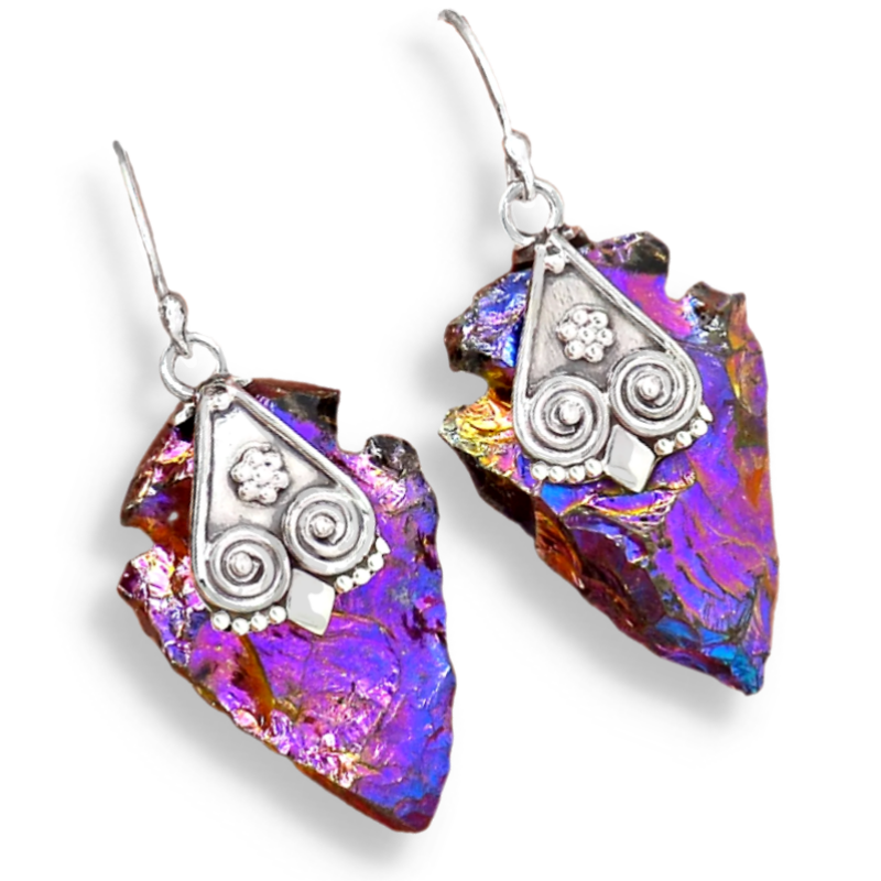 Natural Titanium Aura Quartz Gemstone set in Solid 925 Sterling Silver Pendant