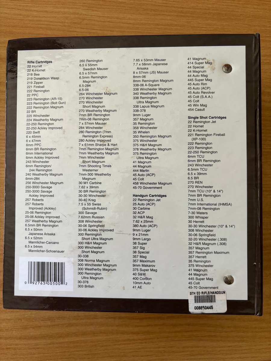 Sierra Rifle and Handgun Reloading Data - 5th Edition