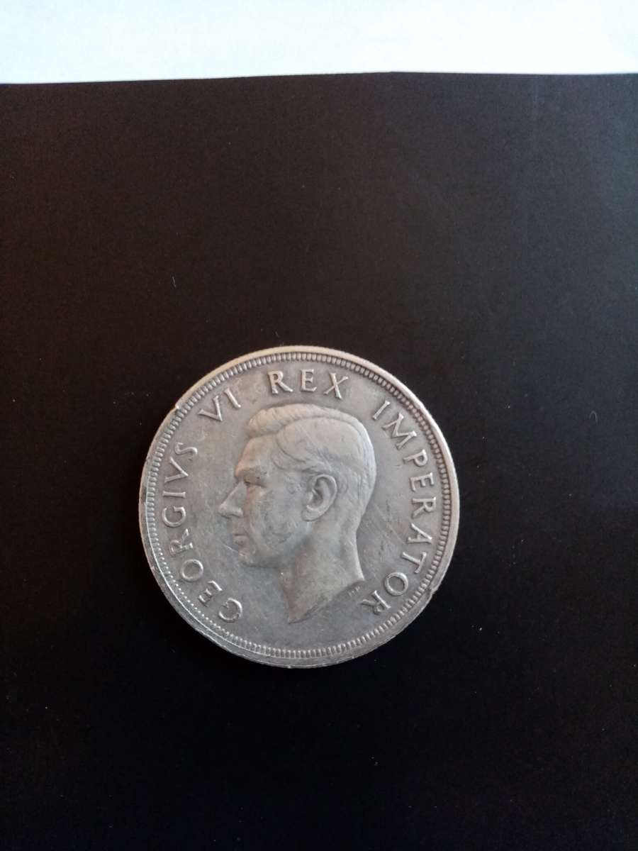 1947 Silver (80%) 5 Shilling South African Coin