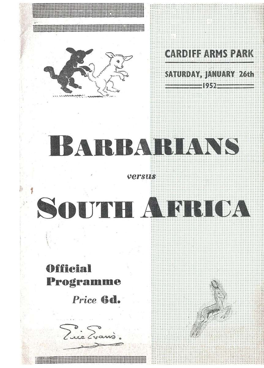 Barbarians vs Springboks 24/01/52 Cardiff