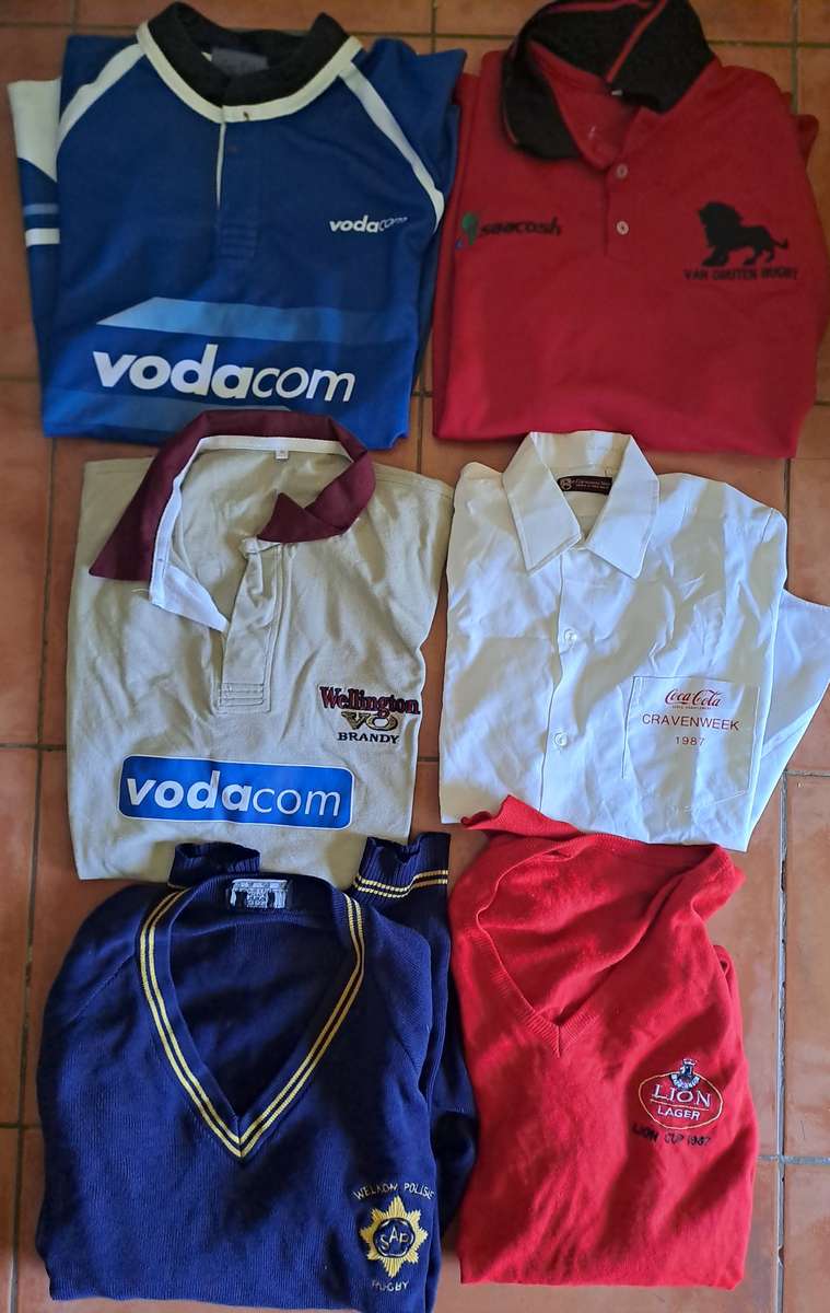 Selection of six rugby jersey, shirts, dress jersey etc