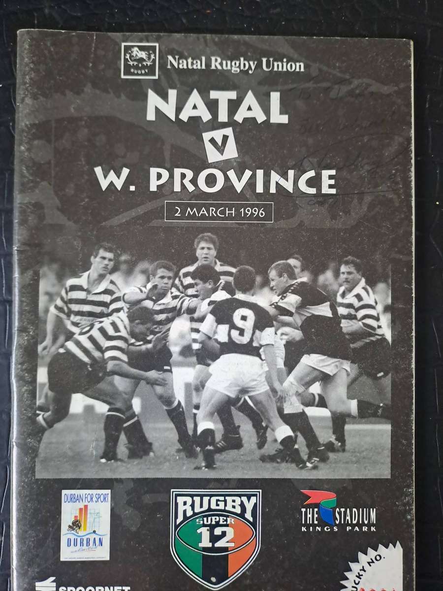 Rugby programme. Natal v WP 2 March 1996