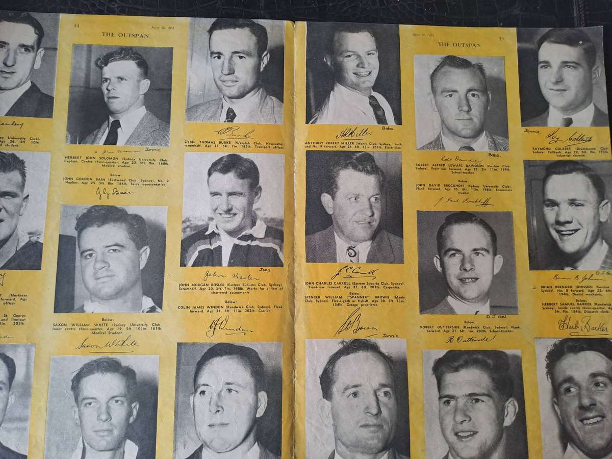 Rugby souvenir insert to Brandwag 1953 Wallabies to SA 4 pp