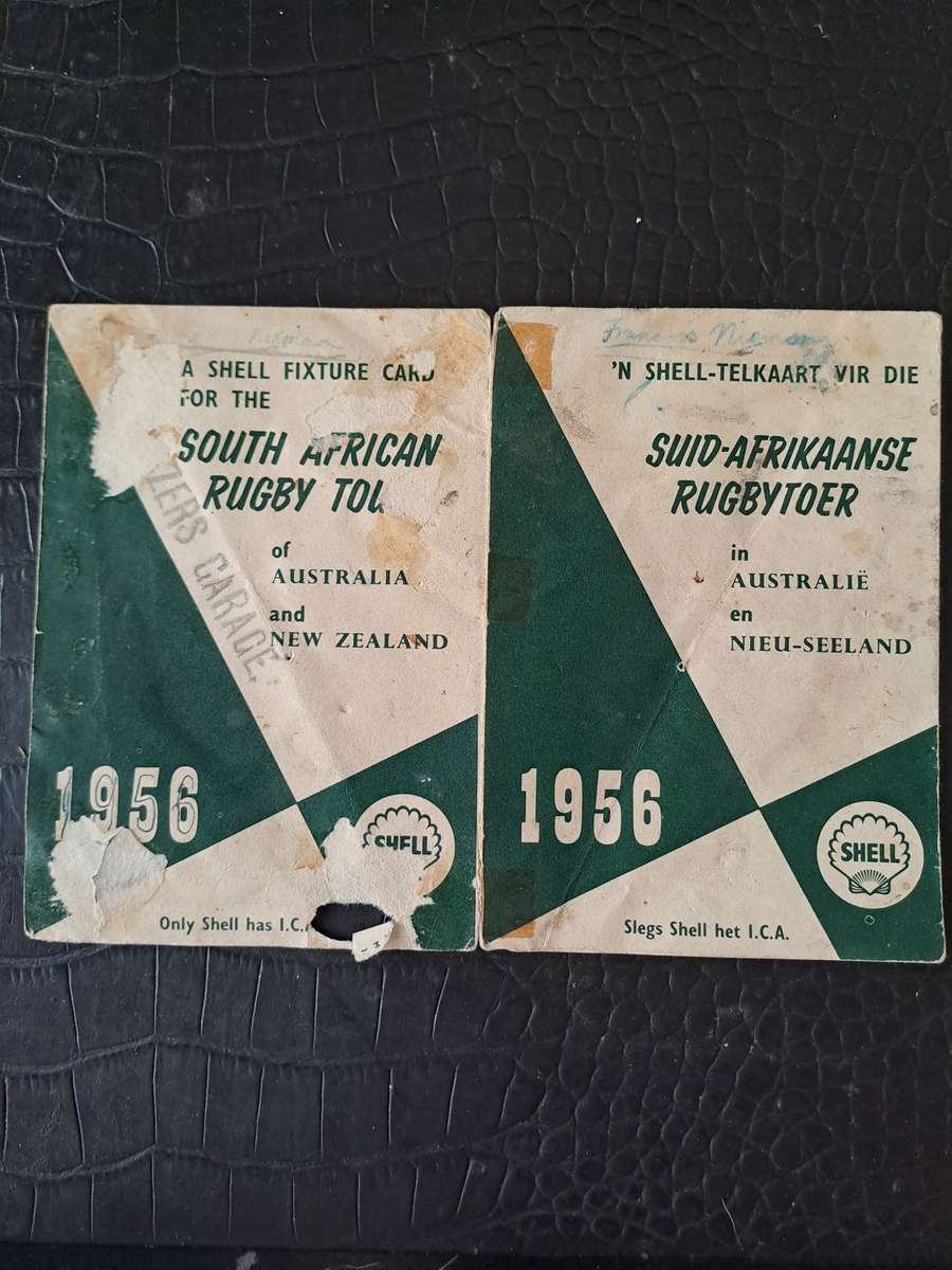 Rugby itinerary card 1956 South Africa to Australia and New Zealand. removed from scrapbook