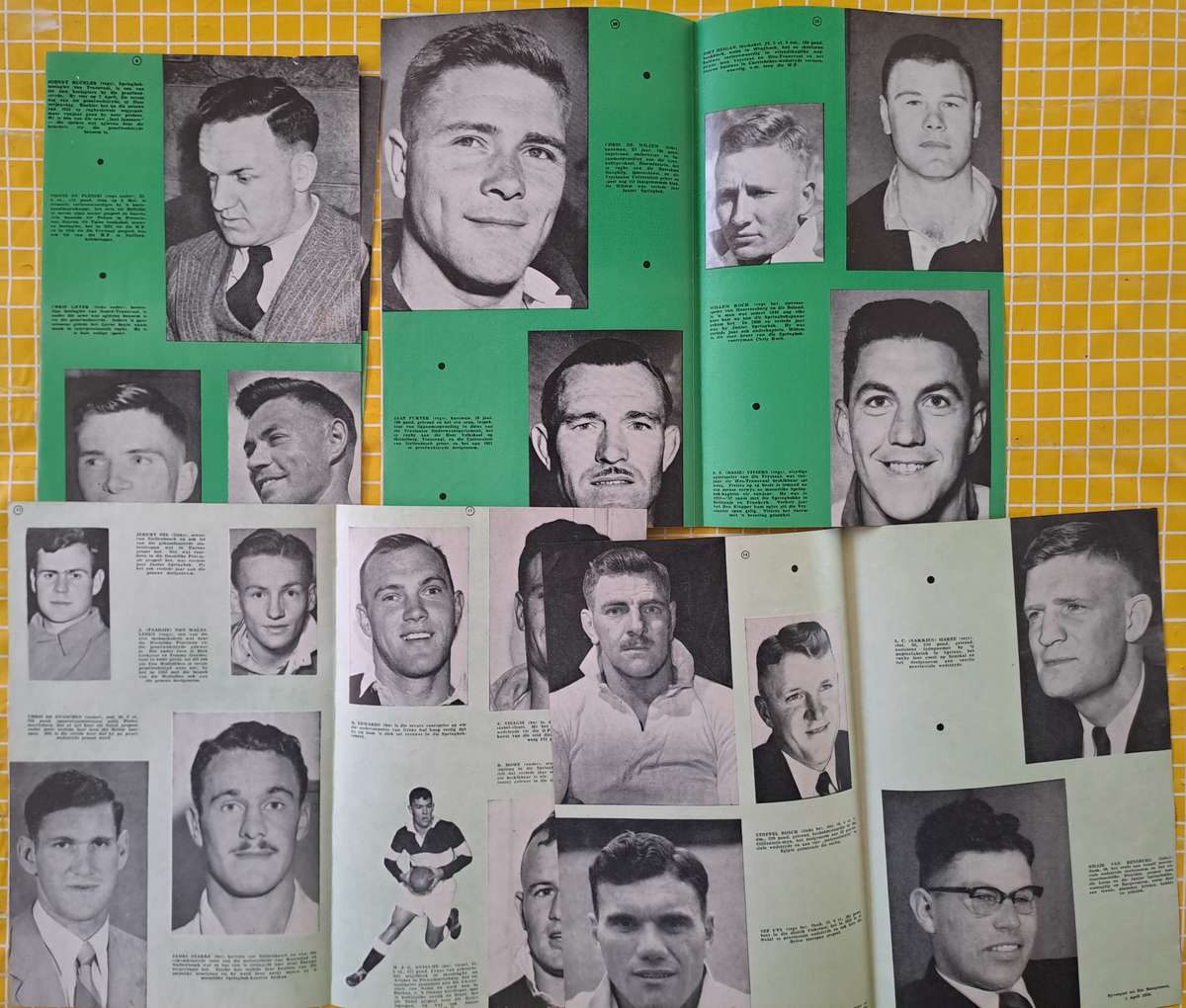 1956 Springbok Rugby trials. Loose pages from Huisgenoot brochure.