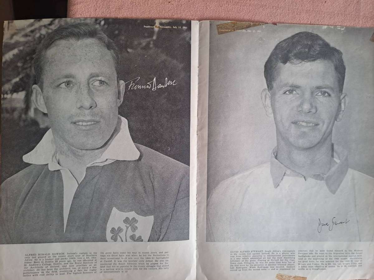 Rugby souvenir. 1961 SA v Ireland. 4 pp