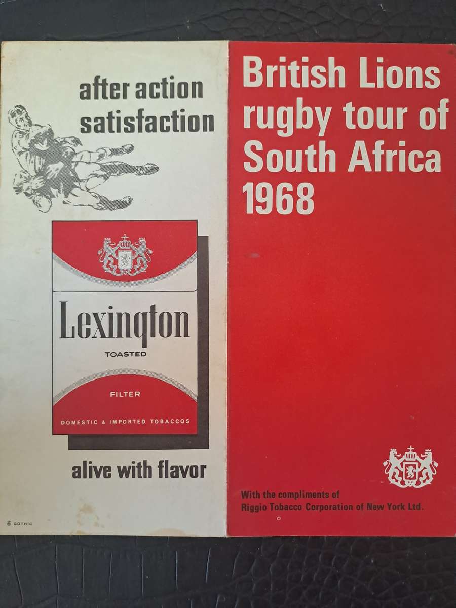 Rugby itinerary card 1968 British & Irish Lions to South Africa