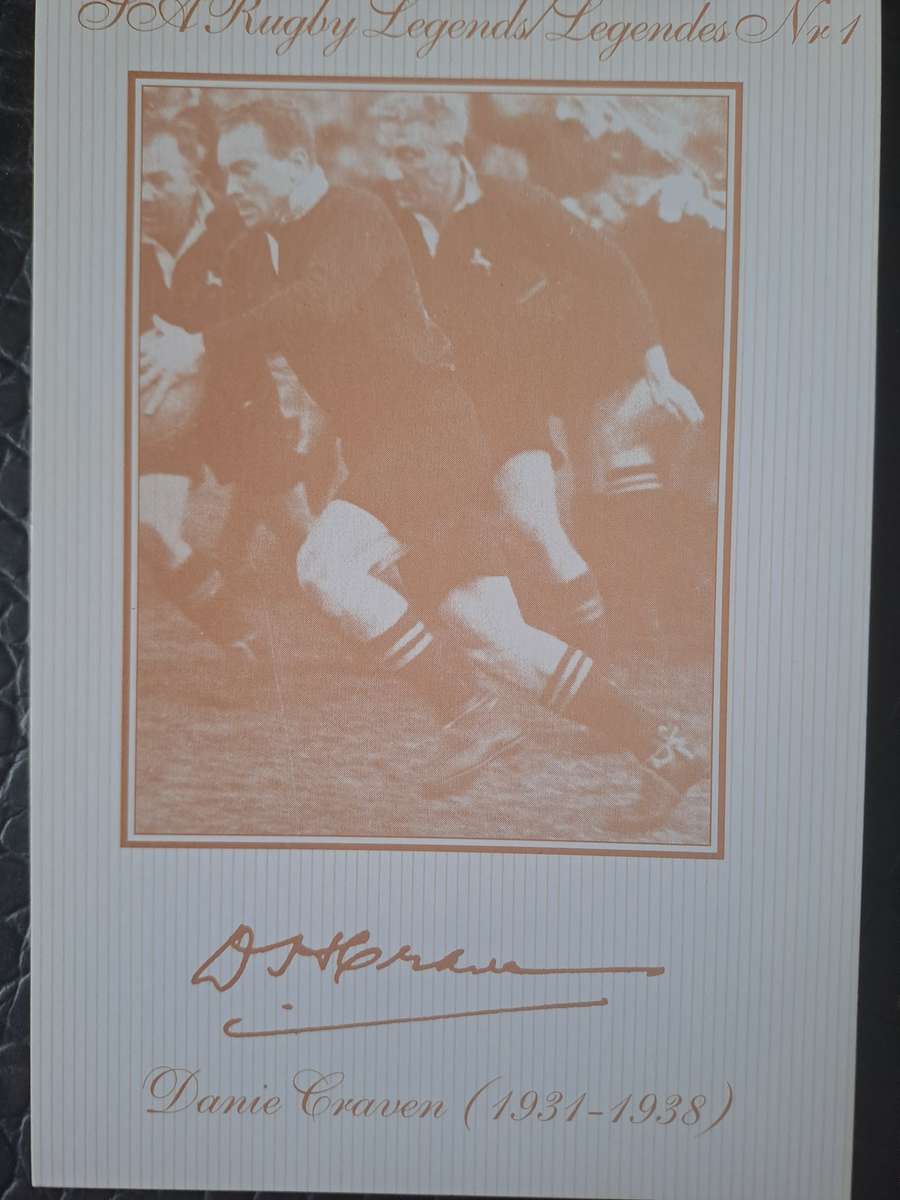 Rugby post cards. Unused. 8 X Springbok legends in sepia. Details: see below