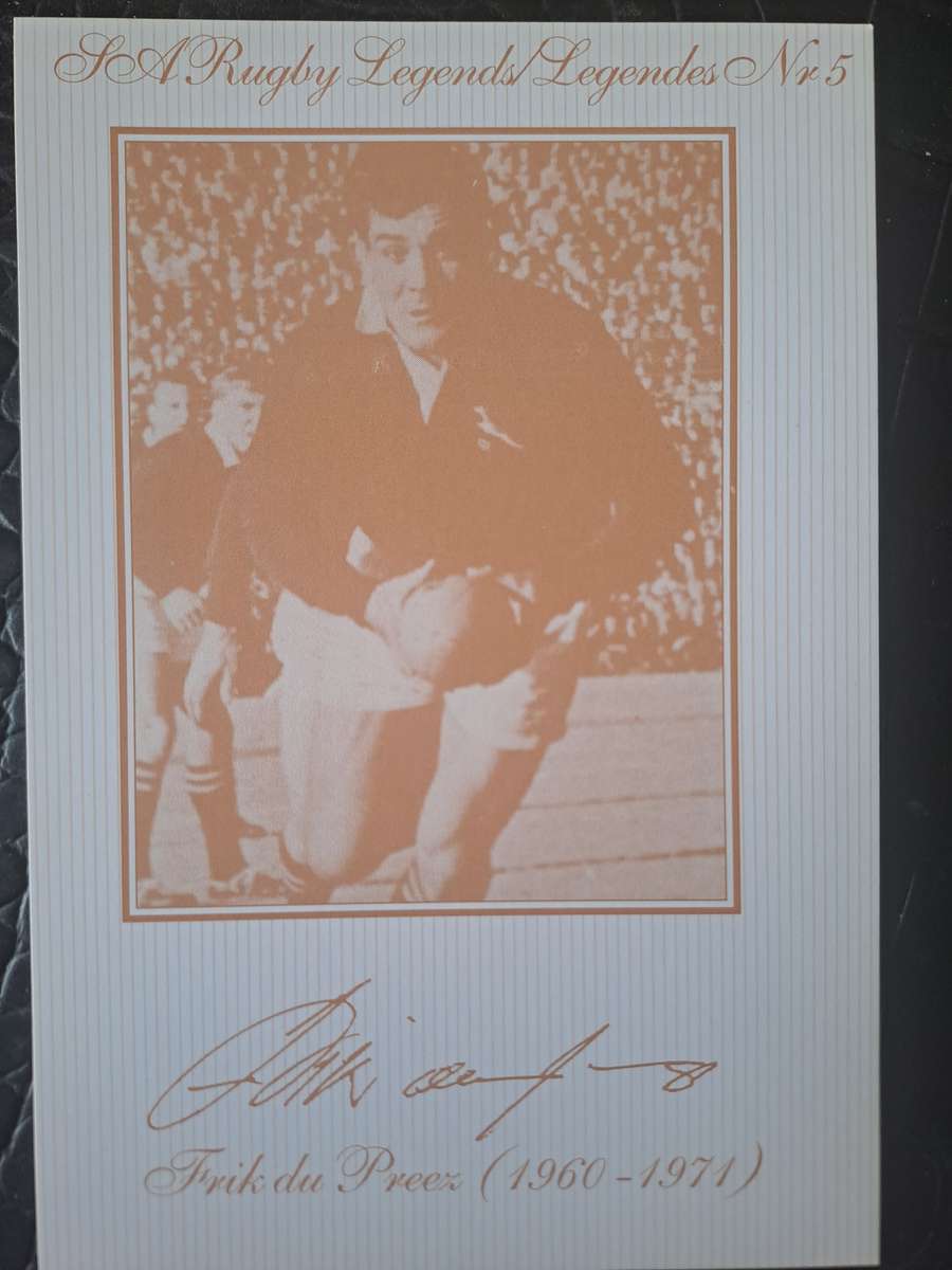 Rugby post cards. Unused. 8 X Springbok legends in sepia. Details: see below