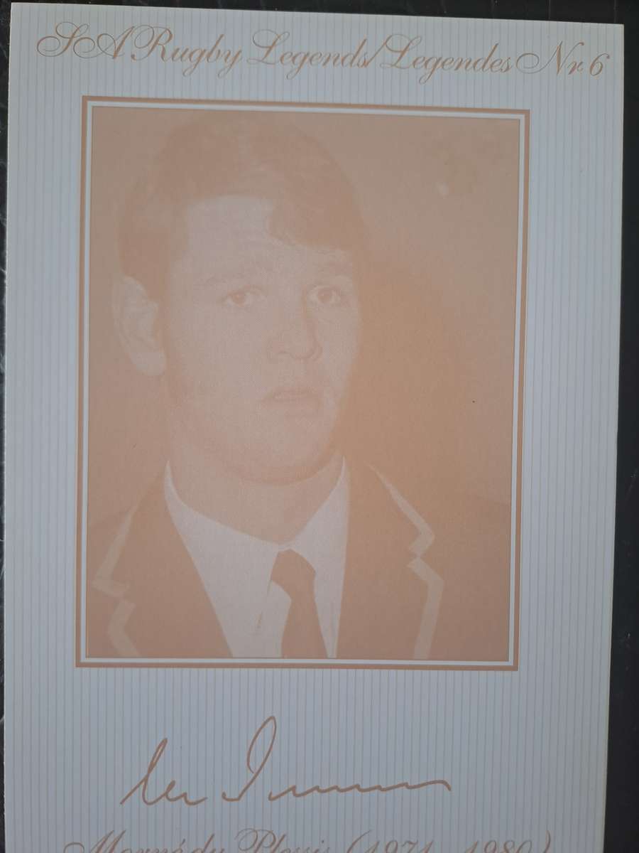 Rugby post cards. Unused. 8 X Springbok legends in sepia. Details: see below