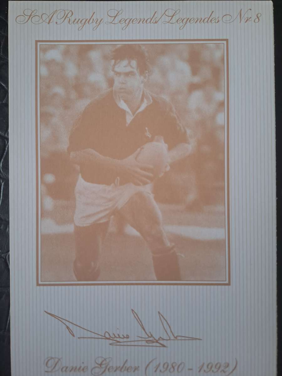Rugby post cards. Unused. 8 X Springbok legends in sepia. Details: see below