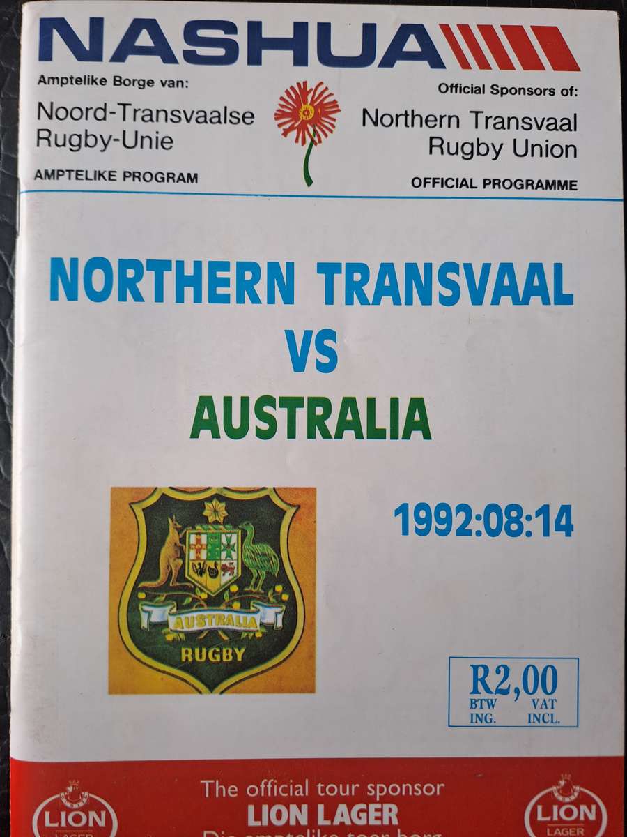 Rugby programmes. Complete set: Australia to South Africa 1992