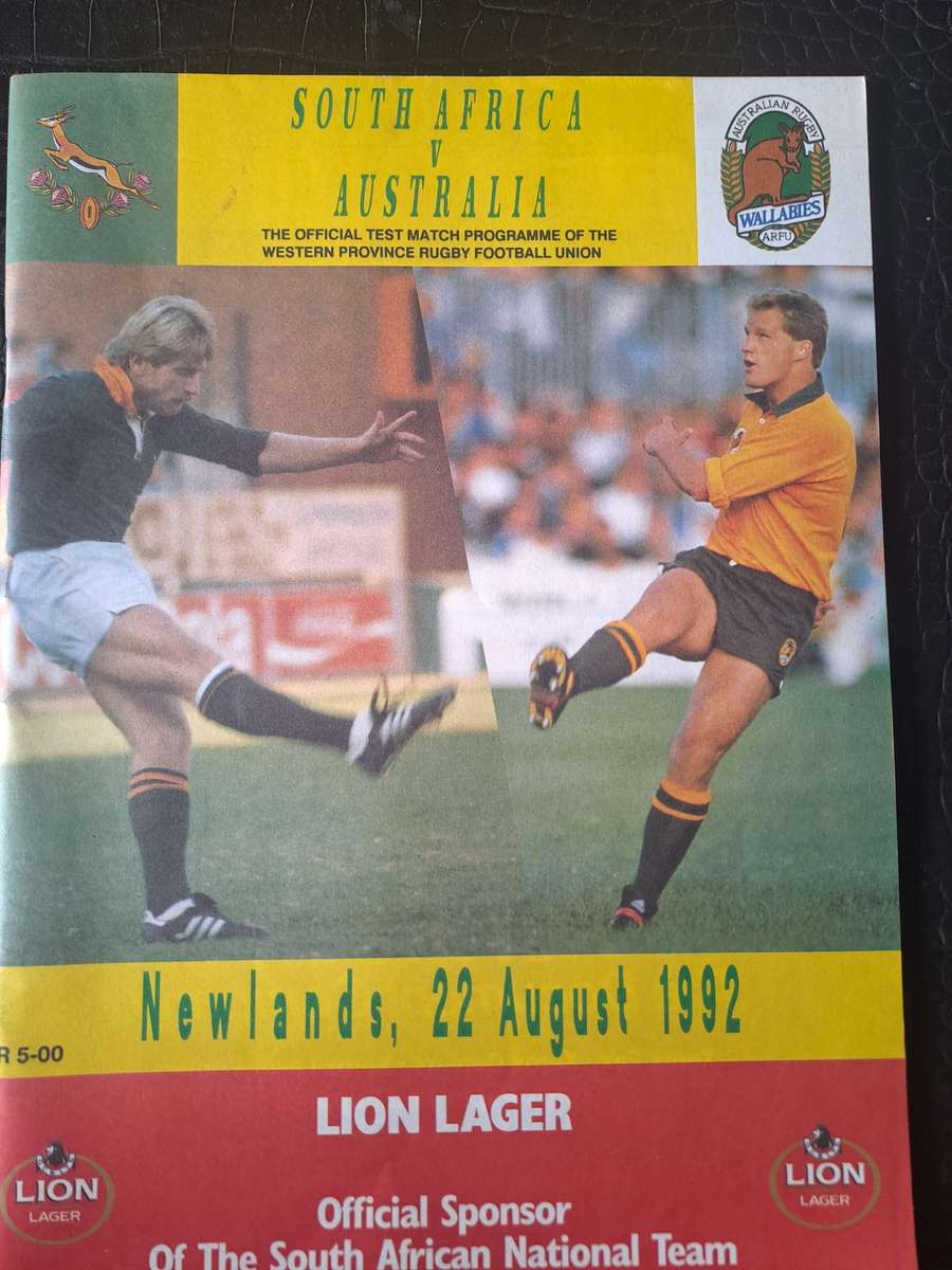 Rugby programmes. Complete set: Australia to South Africa 1992