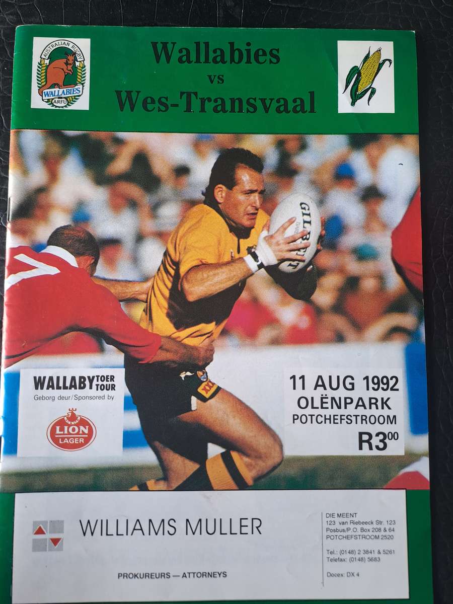 Rugby programmes. Complete set: Australia to South Africa 1992