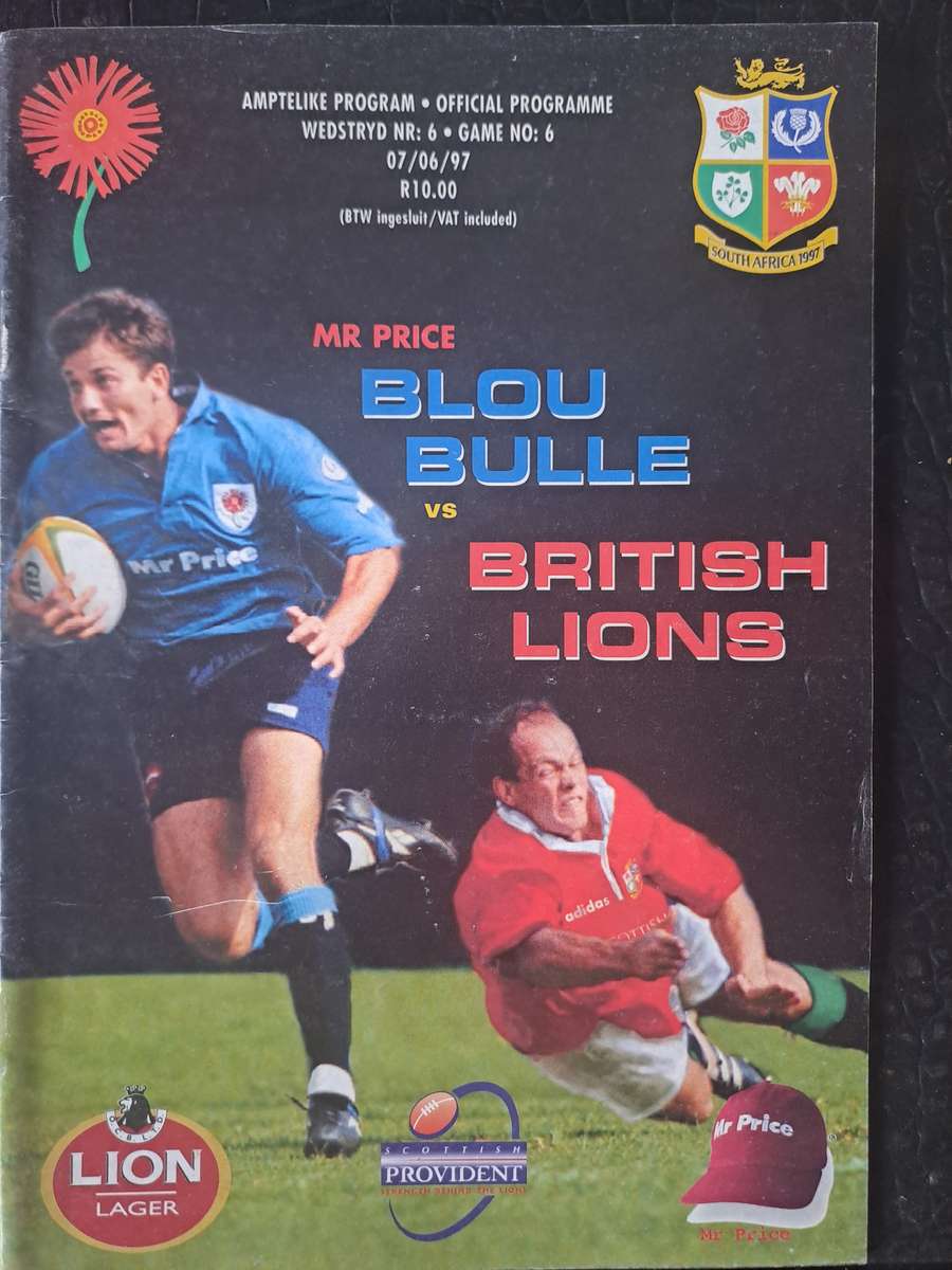 Rugby programme. Blue Bulls v British & Irish Lions 7 June 1997