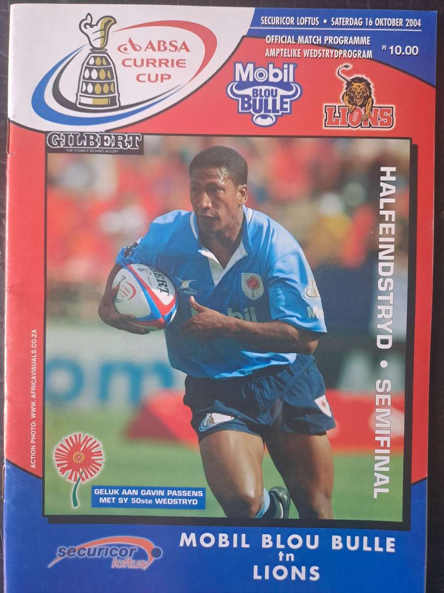 Rugby programme. Blue Bulls v Lions CC Semifinal 16 October 2004 Loftus Versfeld