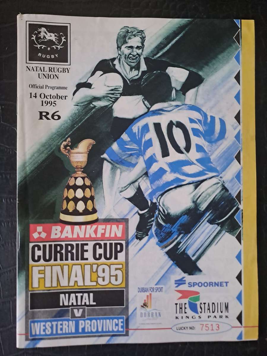 Rugby programme  Natal v Western Province 14 Oct 1995 CURRIE CUP FINAL King's Park