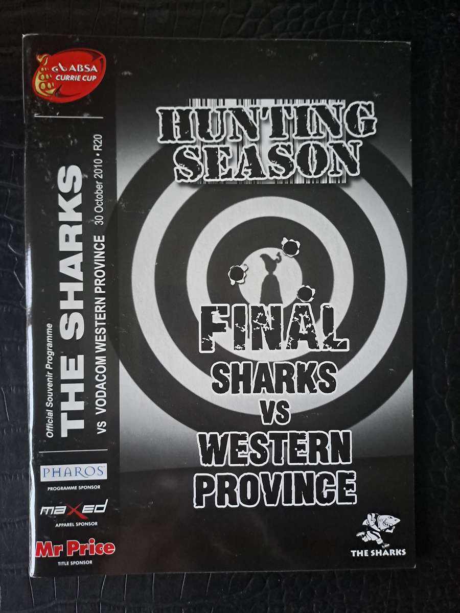 Rugby programme Sharks v Western Province 30 Oct 2010 CURRIE CUP FINAL Durban