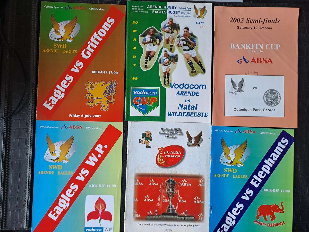 Rugby programme. 6  X Eagles/Arende programmes