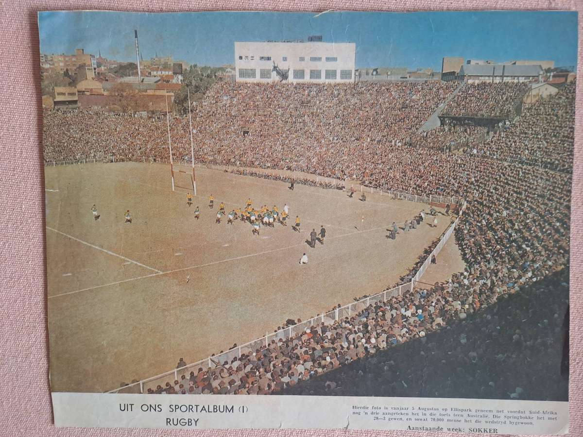 Rugby photo. Original magazine photo Ellis Park 1961